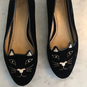 Charlotte Olympia Kitty Embroidered Ballet Flats